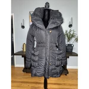 Vintage Liscio Puffer Coat Black Sz Small Maximalist Luxurious Dramatic Light